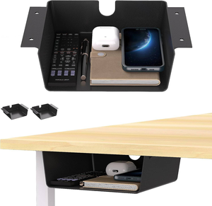 Étagère sous le <span class=keywords><strong>bureau</strong></span>, étagère de <span class=keywords><strong>rangement</strong></span> sous le <span class=keywords><strong>bureau</strong></span>, organisateur métallique sous le <span class=keywords><strong>bureau</strong></span>, étagère de <span class=keywords><strong>rangement</strong></span> noire sous la table pour bureaux et postes de travail - Product Image 4