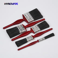 Ensemble de pinceaux de peinture en filament PET noir industriel avec virole en étain et manche en plastique