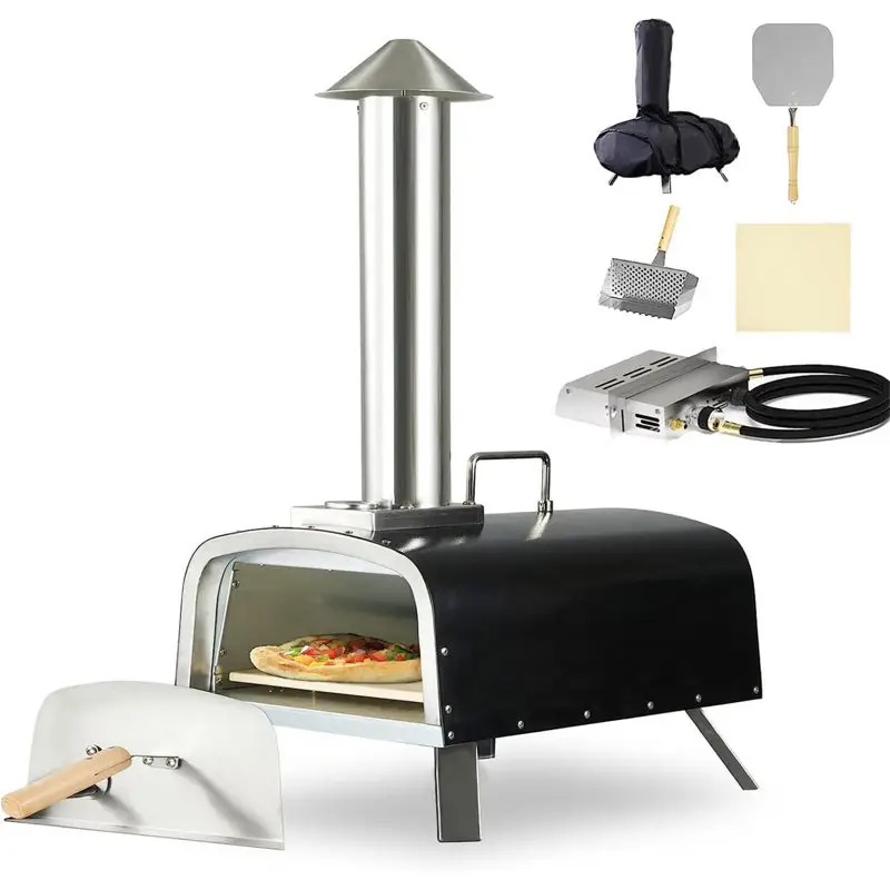 Hohe Kapazität 13 Zoll tragbarer Pellet-Bafen Outdoor-Pizzaherd-Ofen mit Pizza-Stein für Außenhof Hinterhof Camping
