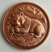 Pièce de monnaie souvenir en cuivre pur, 1 OZ, avec relief 3D détaillé, motif panda chinois, pour collection et cadeaux commémoratifs
