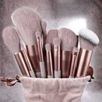 Ensemble de pinceaux de maquillage professionnels pour le visage, avec manche en plastique, poils synthétiques doux, pour fard à paupières, poudre et fond de teint, idéal pour les voyages