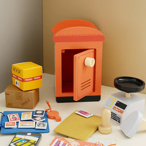 Buzón de madera Juego de rol Simulación Post Office Stamp Sobre Set <span class=keywords><strong>Juegos</strong></span> Educativos Pretender Aprendizaje Regalo Juguetes <span class=keywords><strong>para</strong></span> niños y <span class=keywords><strong>niñas</strong></span> - Product Image 2