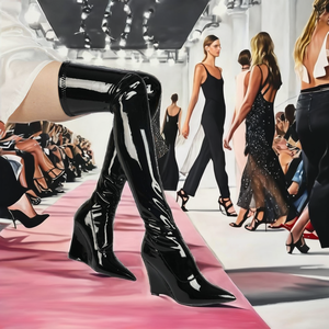 Bottes d'hiver pour femmes, style western, au-dessus du genou, talon aiguille, bout carré, longues, grande taille 43 - Product Image 1