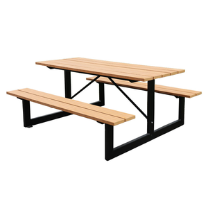 Ensemble de <span class=keywords><strong>table</strong></span> et de bancs d'extérieur en bois composite <span class=keywords><strong>recyclé</strong></span> pour patio extérieur, tables de <span class=keywords><strong>pique</strong></span>-<span class=keywords><strong>nique</strong></span> de 6 pieds et 8 pieds - Product Image 1