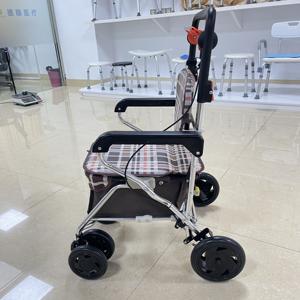 किराने की खरीदारी-वॉकर और रोलर के लिए सुविधाजनक चार पहिया फोल्डिंग बुजुर्ग ट्रॉली - Product Image 2