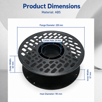 Bobine de filament d'impression 3D de 200 mm, diamètre du moyeu de 90 mm, compatible avec ABS PLA, 0,5 kg/1 kg, bobine vide légère et réutilisable