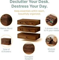 Organisateur de bureau en bois empilable 3 pièces, 6 tiroirs, rangement rustique pour le bureau, les loisirs créatifs, le maquillage, la couture et les accessoires de broderie