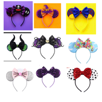 Perlengkapan Pesta Dekorasi Halloween 2026, Headband Telinga Tikus Kartun, Tengkorak Hantu Wanita, Headband Telinga Mickey Murah Berkilau