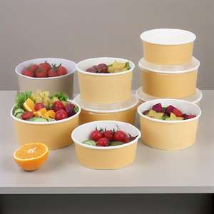 Bol en papier kraft alimentaire personnalisé, résistant à l'huile, pour soupe, à emporter, avec couvercles - Product Image 5