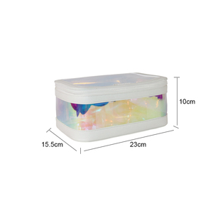 Bulk Custom Logo Holographic Clear EVA Drawstring Closure Waterproof Makeup Cosmetic <b>Storage</b> for Black 12+ Compartments - Product Image 3