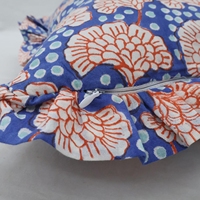 Housse de coussin en coton botanique audacieux avec bordure à volants, coussin décoratif pour chambre et canapé