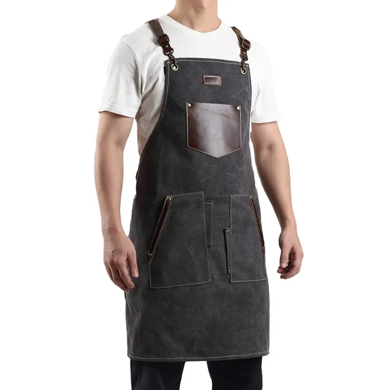 Canvas pocket apron Coffee shop hairstylist uniform thickened apron