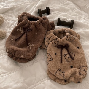 Vestito per Animali Domestici in Pile <span class=keywords><strong>con</strong></span> Stampa Orso e Cordoncino, <span class=keywords><strong>Pigiama</strong></span> Caldo Invernale per Cani e Gatti - Product Image 1