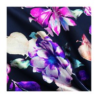 À la mode holographique brillant design floral tricoté polyester feuille extensible imprimé tissu de plongée pour robe