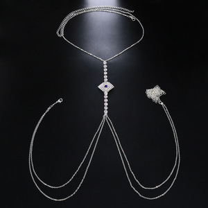 Go Party Sexy Bikini Strass Soutien-Gorge Chaîne Lingerie Bijoux Bleu Devil Eye Cristal Poitrine Chaîne Collier <span class=keywords><strong>Corps</strong></span> Chaîne Accessoires - Product Image 3