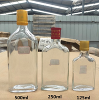 Nouveau lancement bouteille de vin à dessus torsadé plat de haute qualité bouteille d'alcool en verre avec couvercle en aluminium 175ml 250ml 500ml