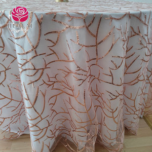 Es3pt038-Blush sequin long lanh cây chi nhánh Khăn trải bàn vòng 132 inch lớp phủ 90 156 màu hồng nóng cho sự kiện bên - Product Image 2