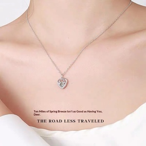 Collar con Proyección para Mujer, 100 <span class=keywords><strong>Idiomas</strong></span>, <span class=keywords><strong>Te</strong></span> Amo, Cadena de Bambú con Forma de Corazón, Regalo Conmemorativo - Product Image 4