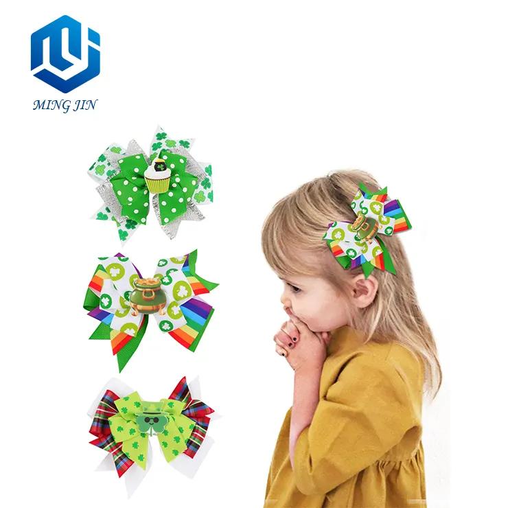 Bow Green Hair Clips For St. Patrick's Day Girls Accessories