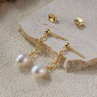 Mlluki GPE80 Valentijnscadeau Sieraden Gekweekte Zoetwaterparel 14K Verguld 925 Sterling Zilver Hangende Oorbellen