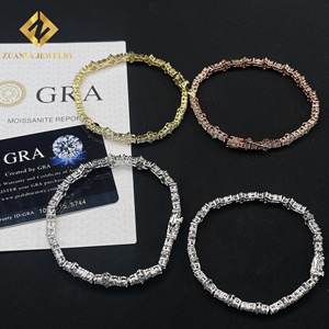 Bijoux Hip Hop Iced Out <span class=keywords><strong>en</strong></span> Argent 925, <span class=keywords><strong>Croix</strong></span> de 3 mm et 4 mm avec Chaîne Tennis <span class=keywords><strong>en</strong></span> Argent 925, Moissanite VVS pour Hommes et Femmes - Product Image 2