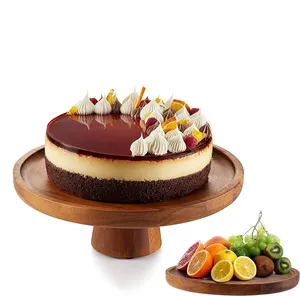 Natürliche Akazie runder Holz kuchenst änder Rustikale hand geschnitzte Multifunktions-Kuchen halter Hochzeit Geburtstags torte Sockel Servier platte