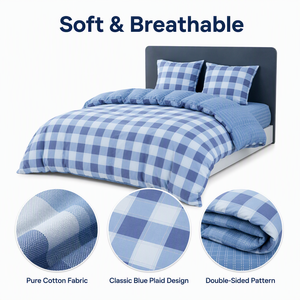 Juego de Ropa de Cama a Cuadros Estilo Cabina Costera, Envío Directo desde la UE, 3 Piezas, Funda de Edredón de Algodón de Doble Cara, Envío desde Polonia, 160x200 200x220 - Product Image 2