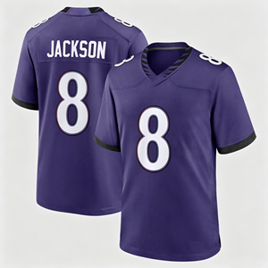 Maillot de football américain pas cher avec broderie # 8 Lamar Jackson Maillot Baltimore pour hommes - Product Image 1
