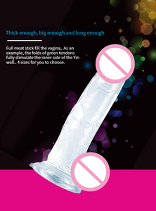 2023 venta al por mayor caliente gran cristal TPE pene Rosa transparente realista claro silicona sexy juguetes consolador para mujeres - Product Image 6