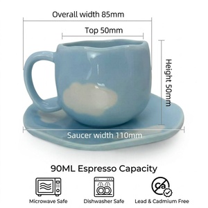 Ensemble de tasses <span class=keywords><strong>à</strong></span> <span class=keywords><strong>café</strong></span> en porcelaine de style nordique moderne, en forme de cœur, mignonnes, pour filles, 90 ml, tasses <span class=keywords><strong>à</strong></span> espresso, tasses <span class=keywords><strong>à</strong></span> thé en céramique avec soucoupe - Product Image 3