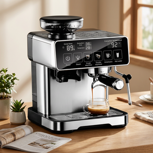 Machine à expresso semi-automatique Home Cafe, 20 bars, acier inoxydable, 1150W, écran tactile, fonctionnement facile - Product Image 1