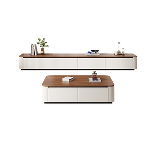 Meuble TV en bois italien vintage haut de gamme, ensemble meuble TV et table basse, meuble TV moderne pour salon avec rangement - Product Image 3