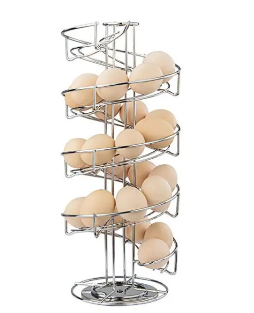Modern Spiral Design Metal Egg Skelter Dispenser Rack Storage Display Coffe Capsule Rack Egg Storage Rack