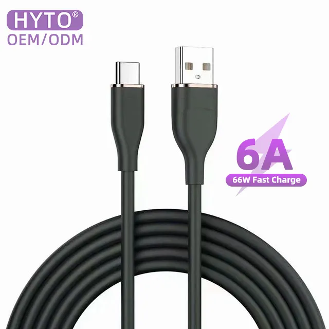 6A 66W Fast Charging Type-C Data Cable Liquid Silicone USB C Cord For Samsung S22 Xiaomi Mi 12 11 Huawei P50 POCO Oneplus