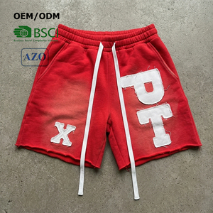 Fabricante de Marca Privada, Pantalones Cortos Personalizados con Serigrafía para Hombre, Pantalones Cortos Deportivos con Cintura Elástica, Lavado Monkey, Apliques Bordados - Product Image 1