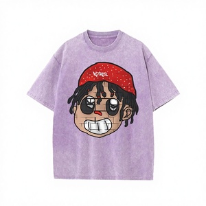 เสื้อยืดโอเวอร์ไซส์ผ้าคอตตอน 100% ลายการ์ตูนถักนิตติ้งแบบหนาพิเศษ รุ่นใหม่ปี 2026 ปักลายแบบย้อมสีเอซิด สำหรับผู้ชายและผู้หญิง ขายส่ง - Product Image 1