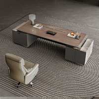 Bureau de direction moderne en forme de L, mobilier de bureau de luxe en bois avec rangement pour suite de direction