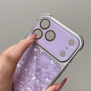 Original Converted Seashell Phone <b>case</b> for <b>iPhone</b> 17 16 15 Pro Max Laser marble Lens Frame iridescent shell texture Back Cover - Product Image 4