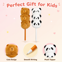 Stylo à bille unique à 3 niveaux en forme de peluche, stylo poupée Panda Capybara doux, fournitures scolaires en gros
