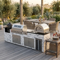 Cuisine d'extérieur BBQ de 11,5 pieds (138 pouces) avec barbecue au propane de 43 pouces, four à pizza de 15355 BTU et barbecue Kamado Somker Egg de 18 pouces pour les réunions