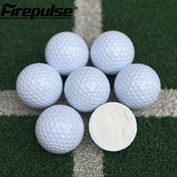 Balles de golf blanches à double couche, pour usage intérieur et extérieur, résistantes à l'usure et durables, logo personnalisé disponible