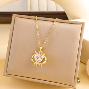 Joyería moda cobre corazón circón colgante collar titanio acero cadena mujer joyería accesorios para mujer - Product Image 4