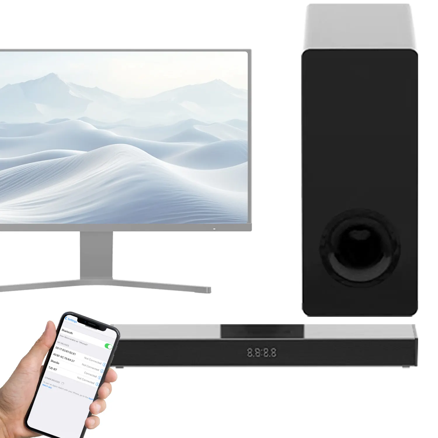 Toptan fiyat süper bas kablosuz Bluetooth soundbar'da ev sinema sistemi ses çubukları Surround ses ile TV ses hoparlör