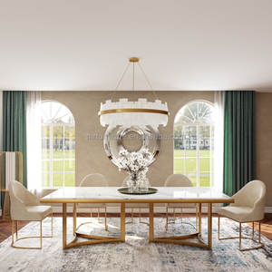 Mesa de comedor de mármol sintético rectangular de diseño moderno nórdico, sillas con Base de acero inoxidable blanco, juego de comedor, muebles de sala de estar - Product Image 4