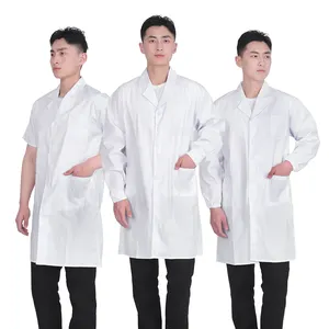 Bán Buôn Chuyên Nghiệp Unisex Trắng Áo Khoác Phòng Thí Nghiệm Bông Polyester Bệnh Viện Đồng Phục Cho Khoa Học Y Tế Bác Sĩ Và Y Tá