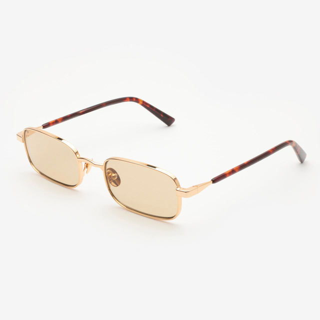 Finewell 3614 Hot Fashion Small Rectangular Sunglasses UV400 Metal Frame Brown Tinted Eyewear Vintage Sun Glasses Women Custom