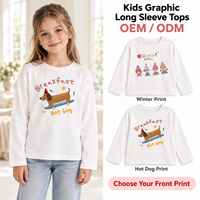 T-shirt à manches longues pour filles, imprimé chien de dessin animé, col rond, pour tout-petits et enfants, vente en gros OEM ODM