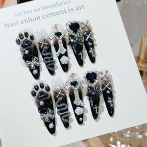 Ongles à presser en acrylique détachables, faits main, de haute qualité, style Y2K Gothique Sombre, Castle Prayer Sweet Cool, vente en gros - Product Image 3