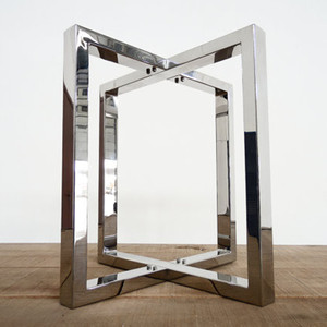 Thép Không Gỉ Gương Vuông Bảng Chân Kim Loại <span class=keywords><strong>Chrome</strong></span> Bàn Ăn Chân Mạ Điện Bảng Khung Cho Nhà Văn Phòng - Product Image 1