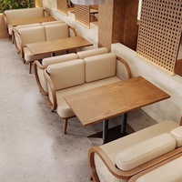 Ensemble de mobilier de restaurant d'Asie du Sud-Est en bois massif, canapé, banquette et table à manger, pour projets hôteliers commerciaux, modèle YCS-2025-001